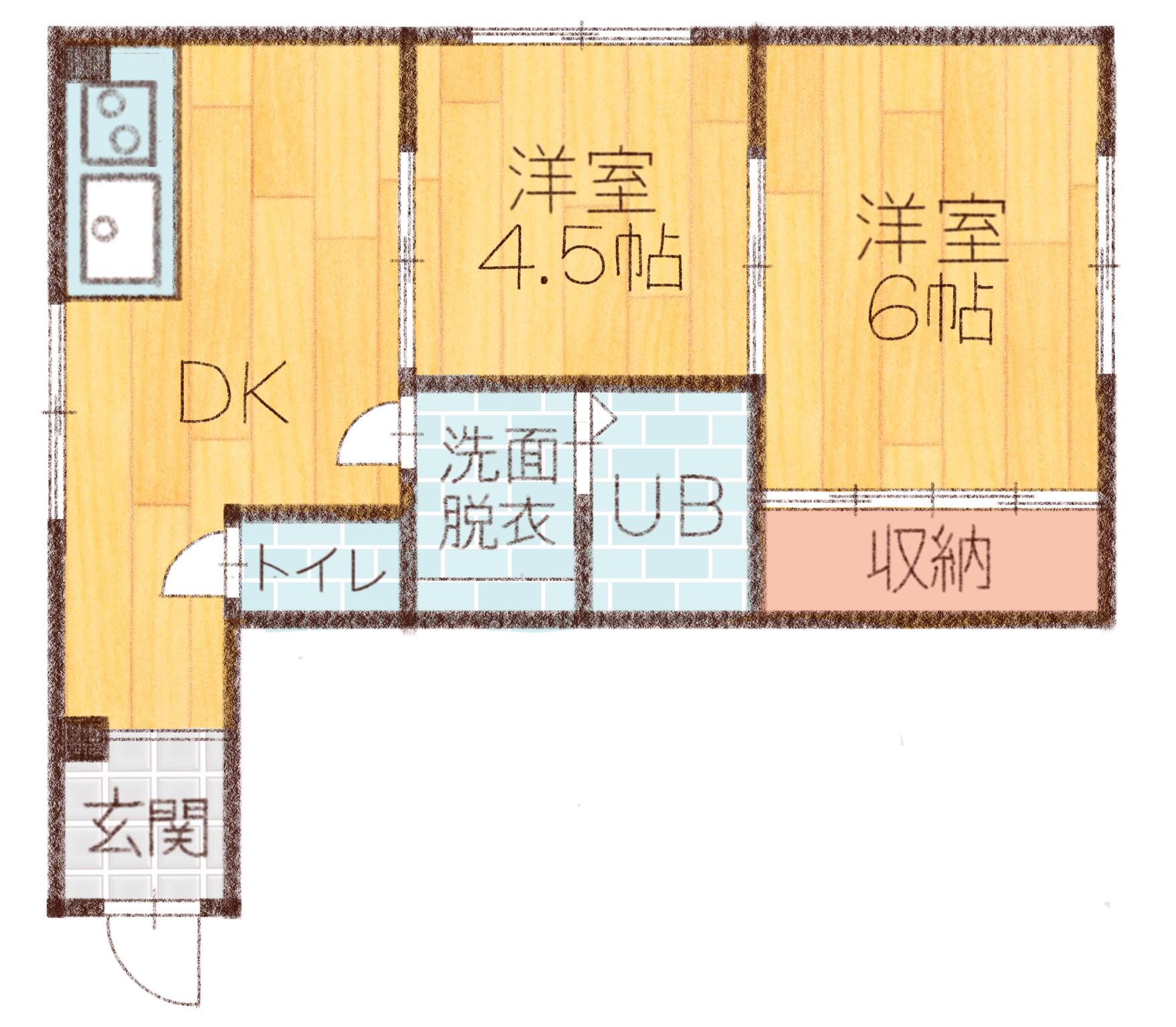 L COLLECTION 関屋田町(2DK/3階)の間取り写真