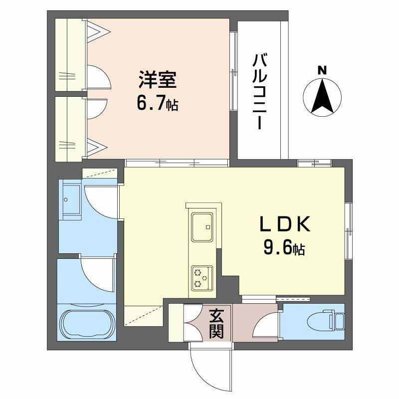 アルトポンテ ウーノ(1LDK/2階)の間取り写真