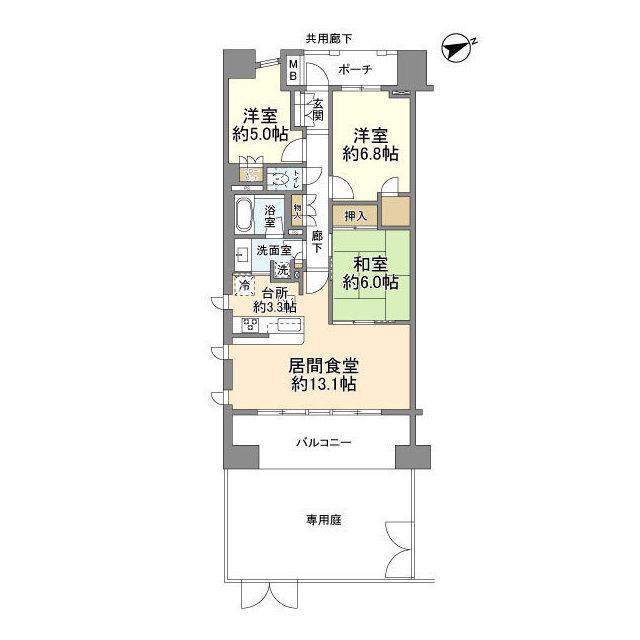 ジェントリーハウス品川大井(3LDK/2階)の間取り写真