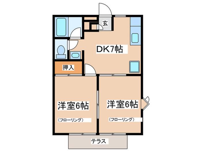 マリンハイム(2DK/1階)の間取り写真