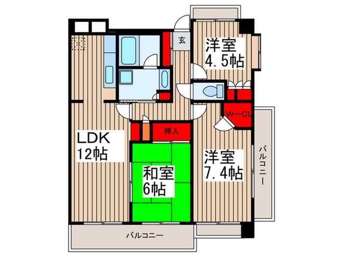 富浜KSビル(3LDK/3階)の間取り写真