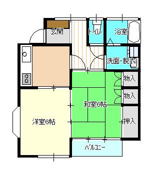 市川ハイツ(2K/2階)の間取り写真