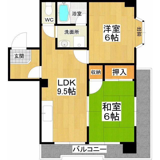 スカイハイツ川口(2LDK/5階)の間取り写真