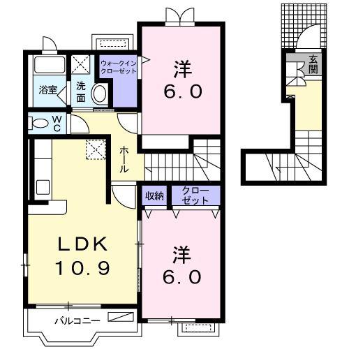 アルバ・ブリーゼ I(2LDK/2階)の間取り写真
