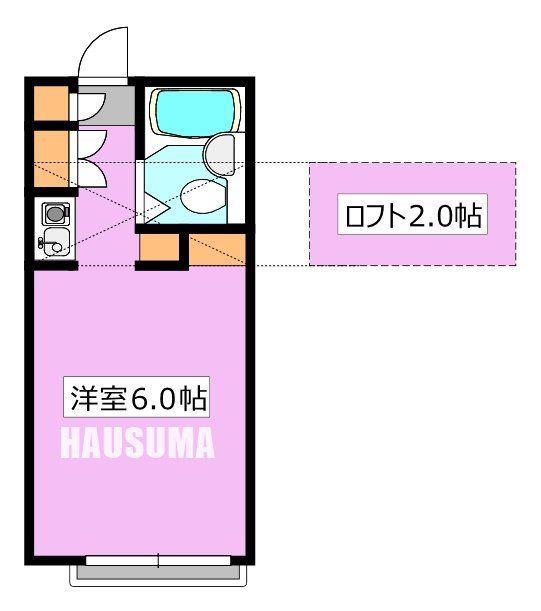 ベルメゾン(ワンルーム/2階)の間取り写真