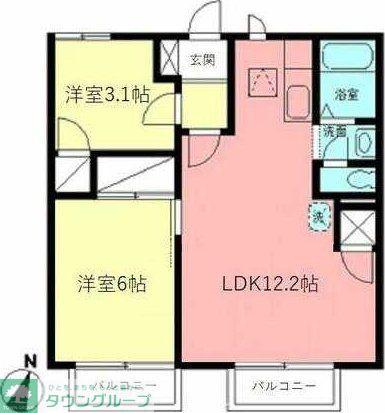 ファミールA(2LDK/2階)の間取り写真