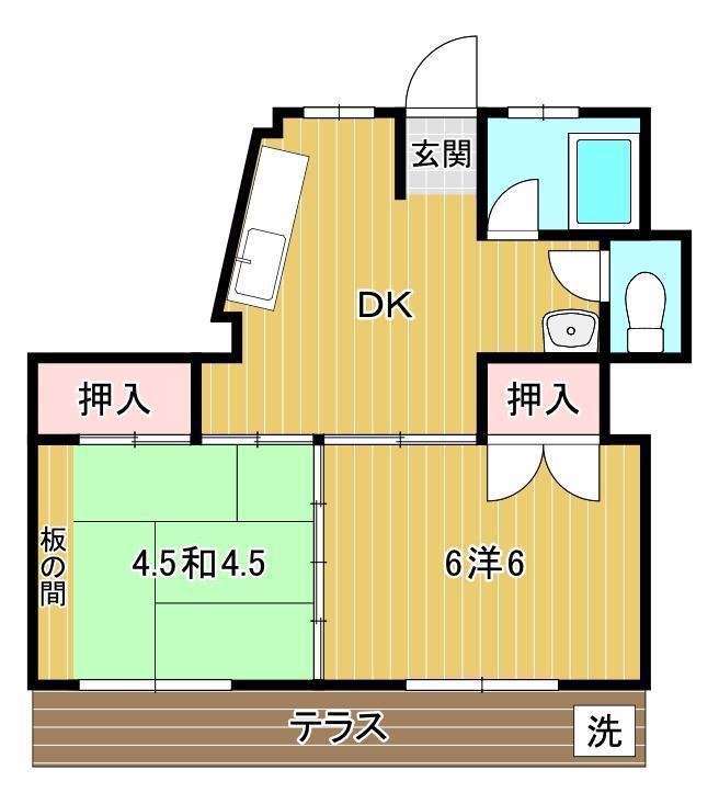 正田ハイツ(2DK/1階)の間取り写真