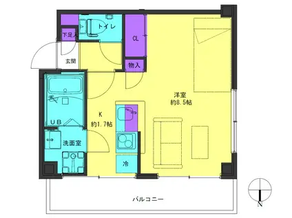 鵜飼ビル(1K/5階)の間取り写真