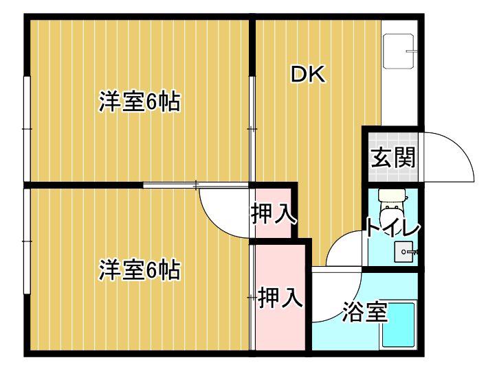 大西アパート(2DK/2階)の間取り写真