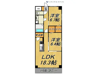 S FORT鶴舞アーツ(2LDK/4階)の間取り写真