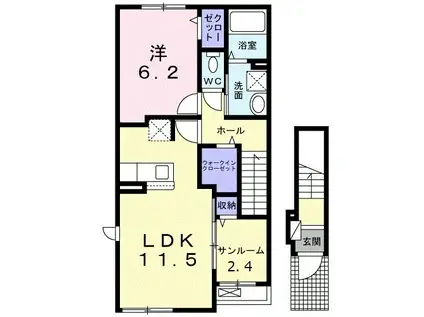 ドエル F・T・K V番館(1LDK/2階)の間取り写真