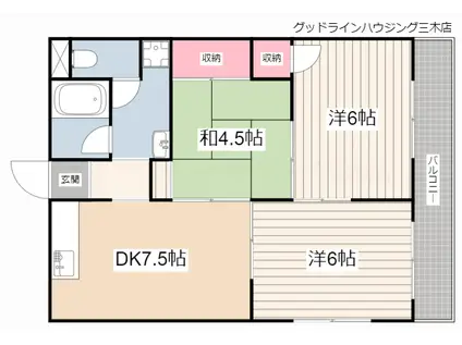ハイツ西本町(3DK/2階)の間取り写真