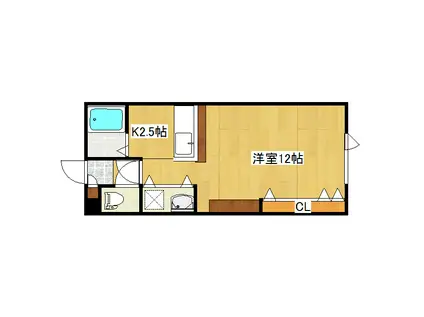 パセオ常盤A(1K/1階)の間取り写真