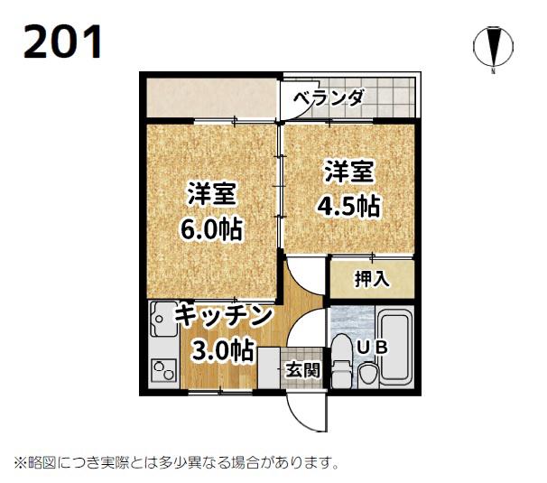 稲荷マンション(2K/2階)の間取り写真