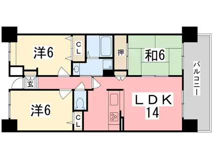 リバーオーク(3LDK/3階)の間取り写真