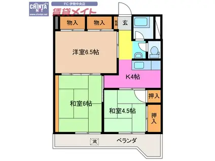 エイワハイツ(3K/3階)の間取り写真