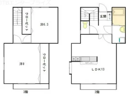 ブルーム(2LDK/2階)の間取り写真