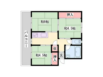 サニーハイツ 2号棟(3K/5階)の間取り写真