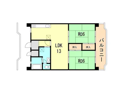 コーポ水田(2LDK/3階)の間取り写真