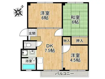 レオ北六甲(3DK/3階)の間取り写真