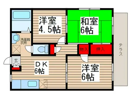 ラフォーレ・京A棟(3DK/1階)の間取り写真