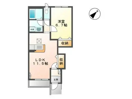 リバーランス7(1LDK/1階)の間取り写真