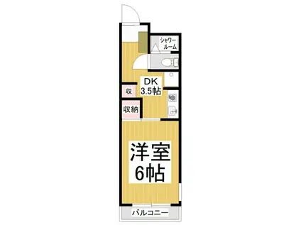 若里MW(1DK/2階)の間取り写真