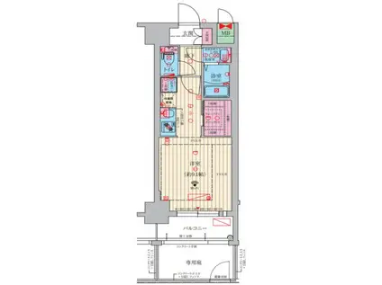 ファーストフィオーレ神戸元町ディモーラ(1K/1階)の間取り写真
