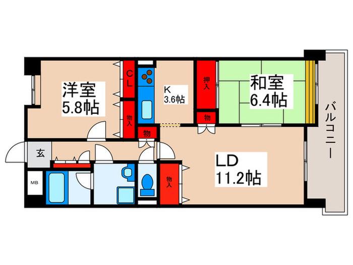 グランドパレス37(2LDK/5階)の間取り写真