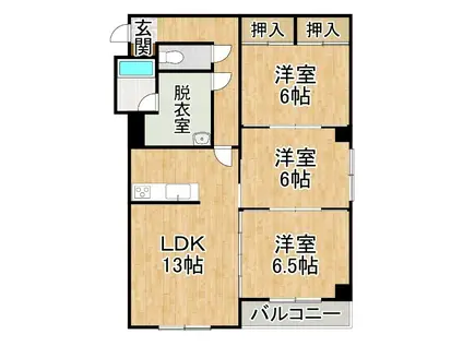 ベルピア18(3LDK/1階)の間取り写真
