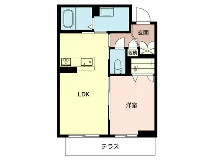 フェリーチェカーサ(1LDK/1階)の間取り写真