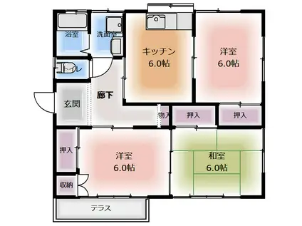 藏之下アパート(3DK/1階)の間取り写真