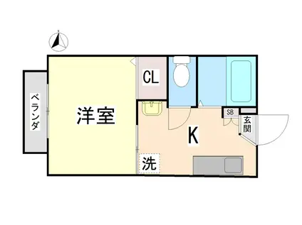 シャルマン六甲(1DK/2階)の間取り写真