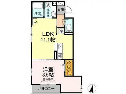 コスモスクエア(1LDK/1階)の間取り写真