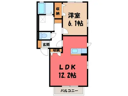 わかばハイム A(1LDK/2階)の間取り写真