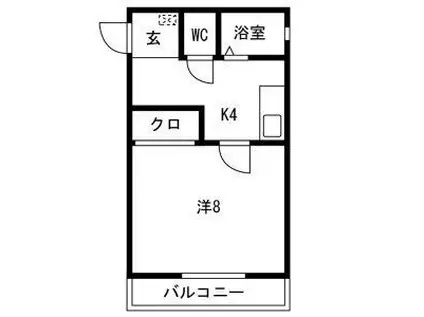 ドエルKMII(1K/2階)の間取り写真