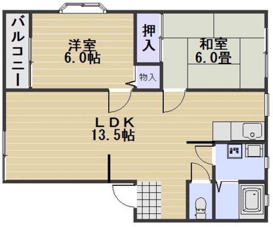 シティハウスメイプルII(2LDK/2階)の間取り写真