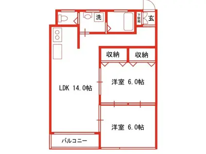 升本マンション(2LDK/3階)の間取り写真