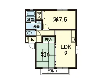 セピアコートA(2LDK/1階)の間取り写真