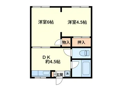 パークサイド桜木(2DK/2階)の間取り写真