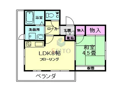 サンハイツ大西(2K/1階)の間取り写真