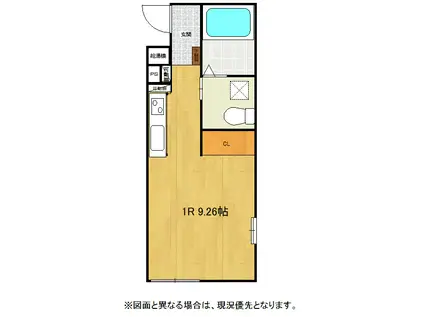 ソレイユ・ビュー八木山III(ワンルーム/2階)の間取り写真