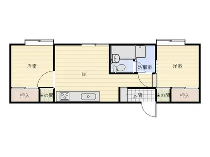 コーポ山代(2DK/3階)の間取り写真