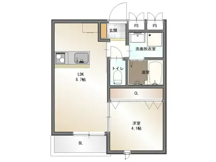 CHERRYBLOSSOM川原町(1LDK/2階)の間取り写真