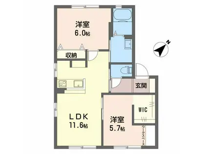 パレス司 C棟(2LDK/1階)の間取り写真