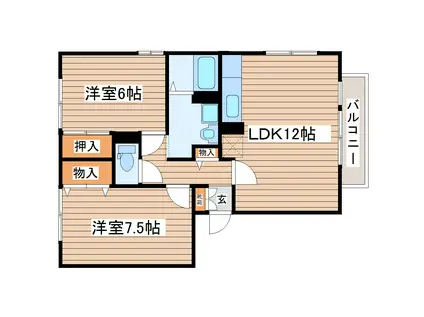 トゥインクル東中田(2LDK/2階)の間取り写真
