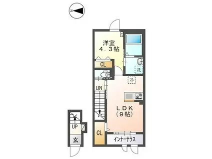 GRANDEUR東綾瀬(1LDK/2階)の間取り写真