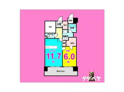 GRAND PALACE IKAI(1LDK/1階)の間取り写真