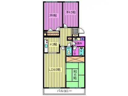 戸山ハウス(3LDK/1階)の間取り写真