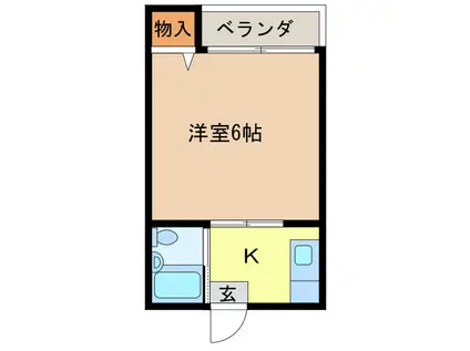 スカイハイツ(1K/2階)の間取り写真